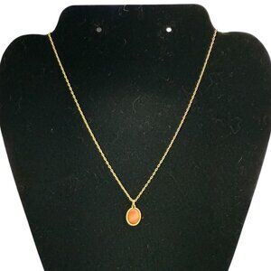 Madewell Dainty Gold-Tone Necklace Natural Stone Pendant Adjustable Length